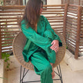 Cassy Oversized Satin Silk Sleepwear Pajama Set